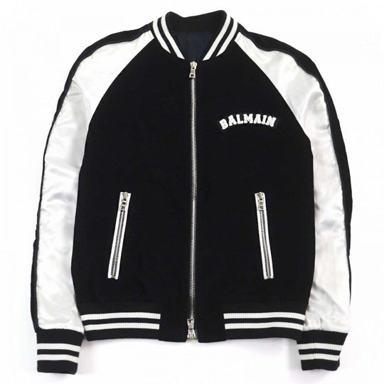 BALMAIN Bomber jacket 8224Z130 cotton Bi-color mens 46 Used Authentic