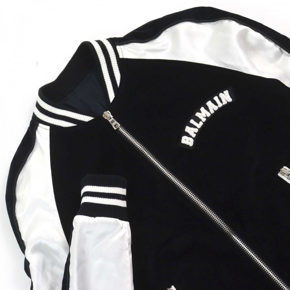 BALMAIN Bomber jacket 8224Z130 cotton Bi-color mens 46 Used Authentic