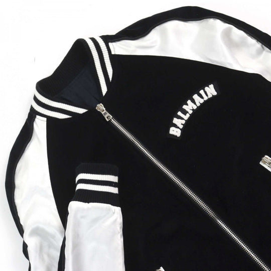 BALMAIN Bomber jacket 8224Z130 cotton Bi-color mens 46 Used Authentic
