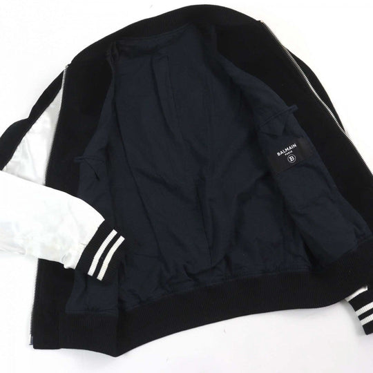 BALMAIN Bomber jacket 8224Z130 cotton Bi-color mens 46 Used Authentic