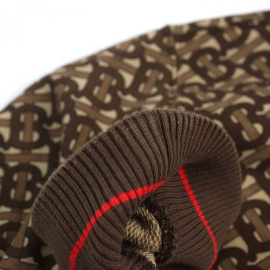 BURBERRY Hoodie 8018241 Main: 100% cotton, some: 96% cotton, some: 3% polyamide, some: 1% elastane Brown type All-over pattern mens M Used Authentic