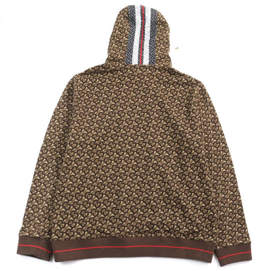 BURBERRY Hoodie 8018241 Main: 100% cotton, some: 96% cotton, some: 3% polyamide, some: 1% elastane Brown type All-over pattern mens M Used Authentic