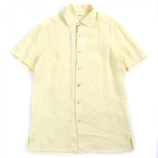 KITON Short sleeve shirt Main: 100% linen yellow mens 40 Used Authentic