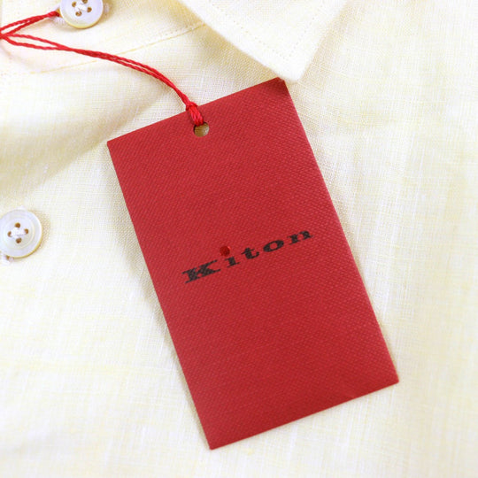 KITON Short sleeve shirt Main: 100% linen yellow mens 40 Used Authentic