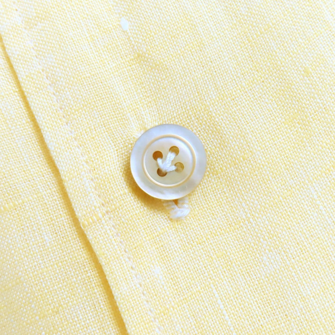KITON Short sleeve shirt Main: 100% linen yellow mens 40 Used Authentic