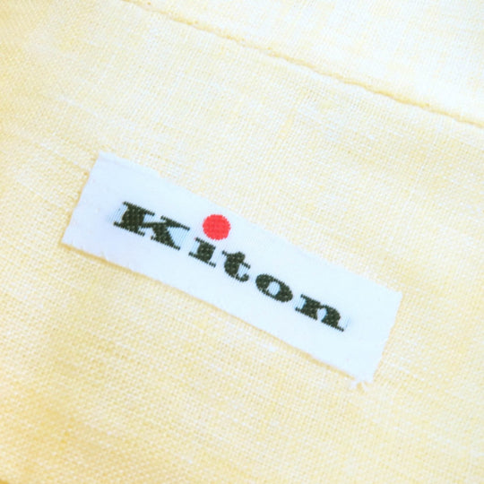 KITON Short sleeve shirt Main: 100% linen yellow mens 40 Used Authentic