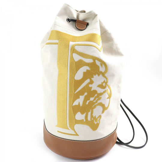 TOD�fS Shoulder Bag Main: Canvas, Main: Leather Beige Brown Yellow type mens Used Authentic