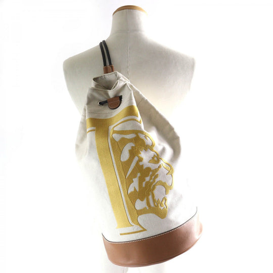 TOD�fS Shoulder Bag Main: Canvas, Main: Leather Beige Brown Yellow type mens Used Authentic