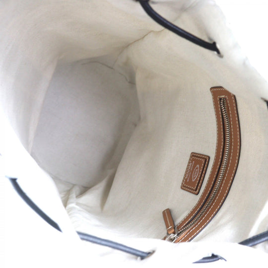 TOD�fS Shoulder Bag Main: Canvas, Main: Leather Beige Brown Yellow type mens Used Authentic
