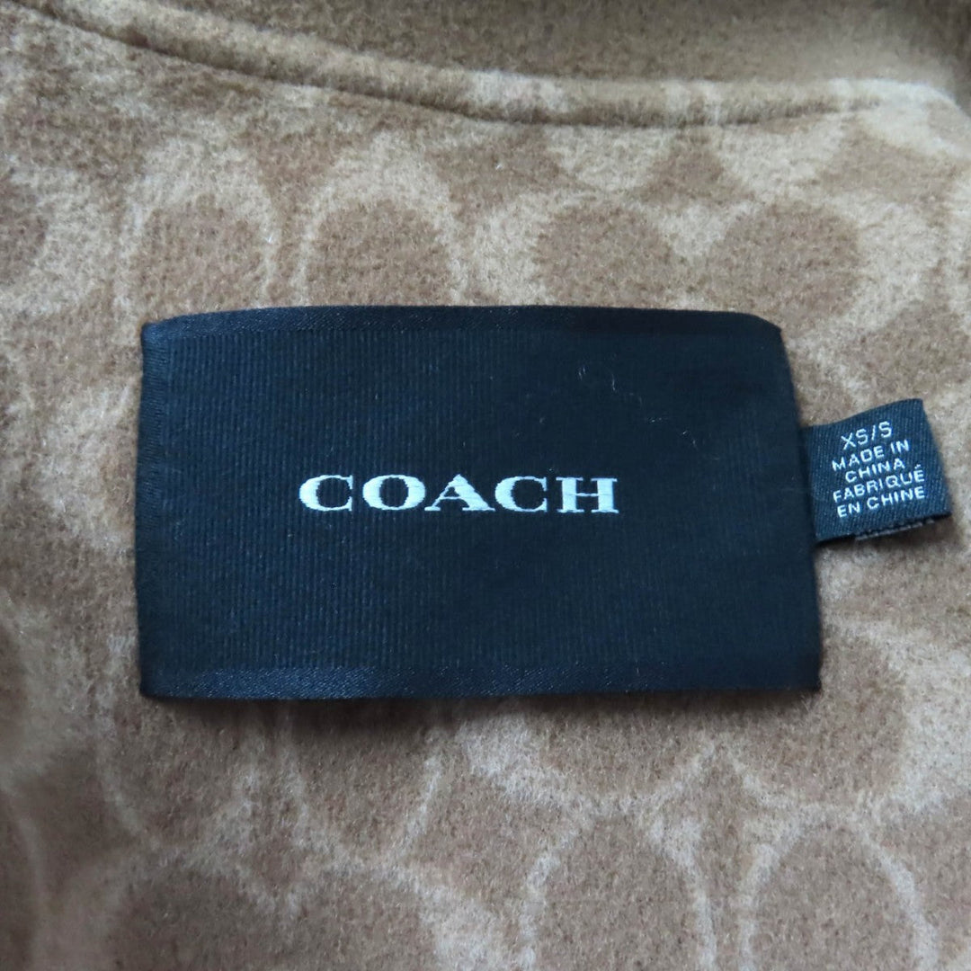 COACH poncho CU420 Main: 89% wool, Main: 8% cashmere, Main: 8% other, Part: cowhide Brown Double-faced wool cape Women XS Used Authentic