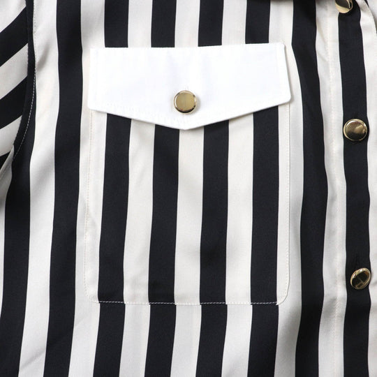 SAINT LAURENT PARIS Long sleeve shirt 694156 Main: 100% silk, Part: 100% cotton Black beige Women 38 Used Authentic