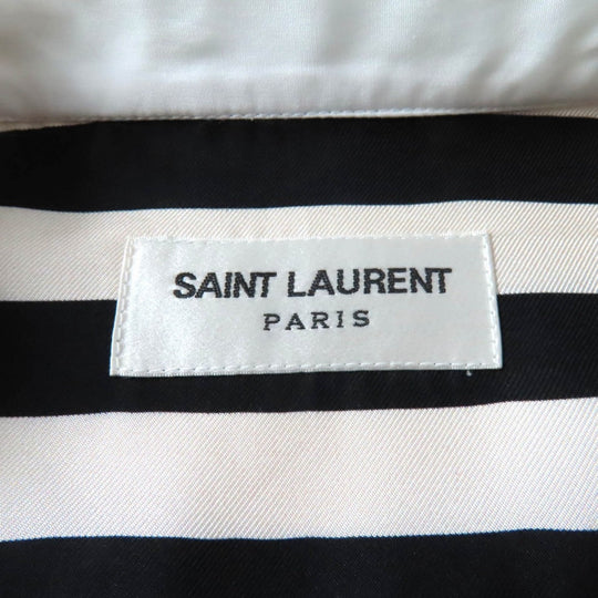 SAINT LAURENT PARIS Long sleeve shirt 694156 Main: 100% silk, Part: 100% cotton Black beige Women 38 Used Authentic