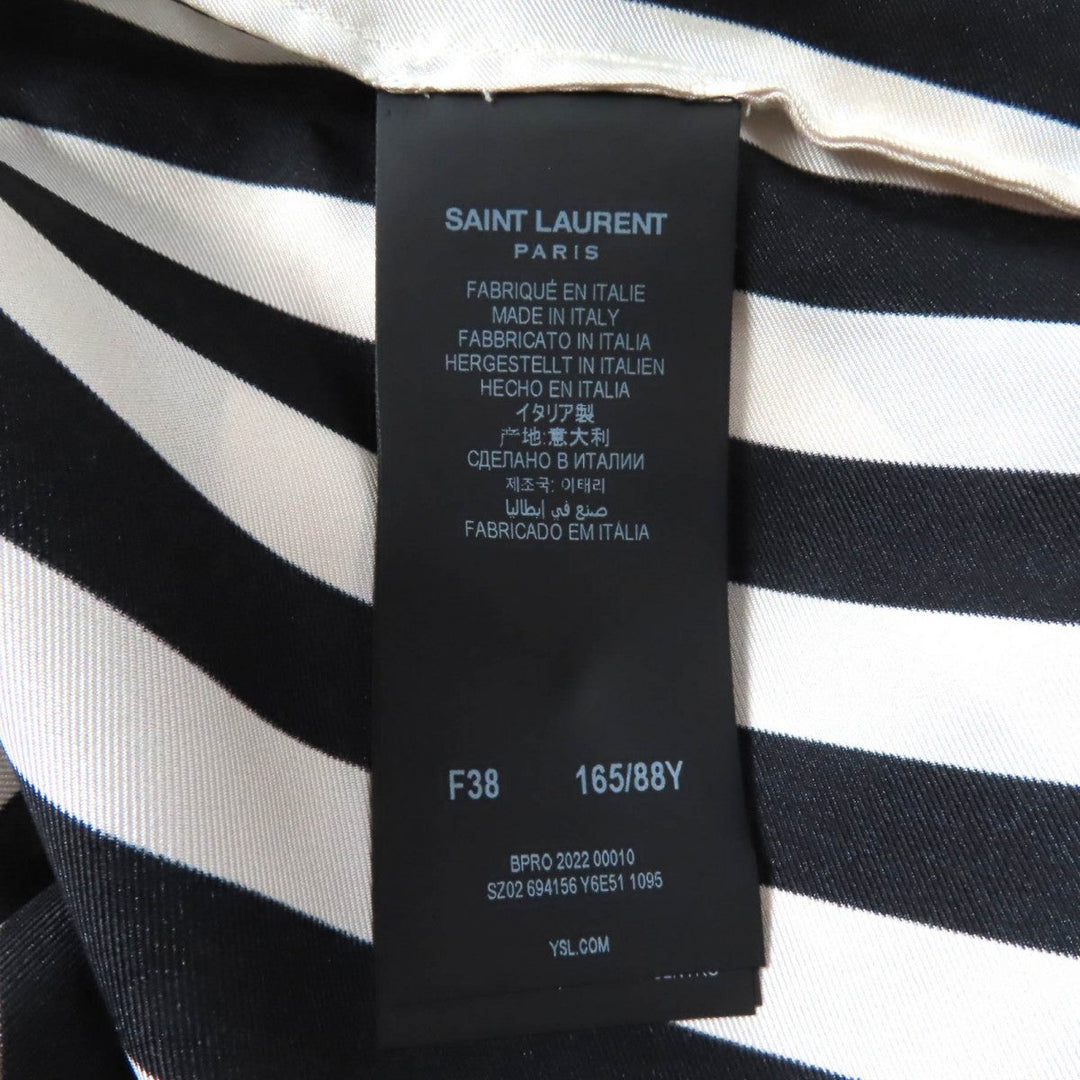 SAINT LAURENT PARIS Long sleeve shirt 694156 Main: 100% silk, Part: 100% cotton Black beige Women 38 Used Authentic