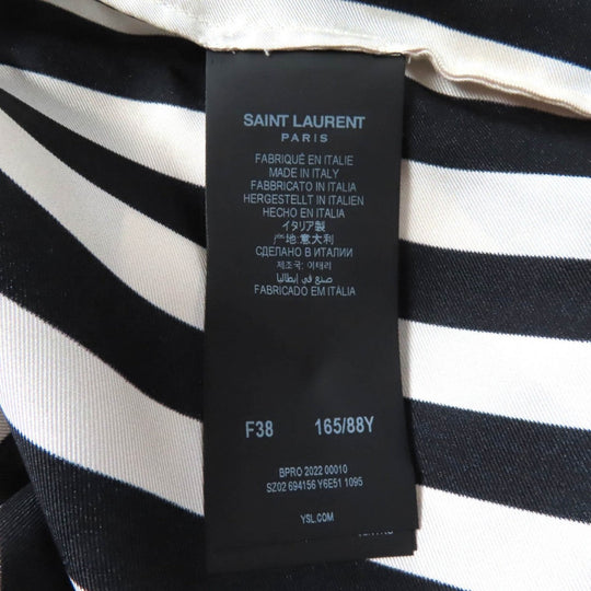 SAINT LAURENT PARIS Long sleeve shirt 694156 Main: 100% silk, Part: 100% cotton Black beige Women 38 Used Authentic