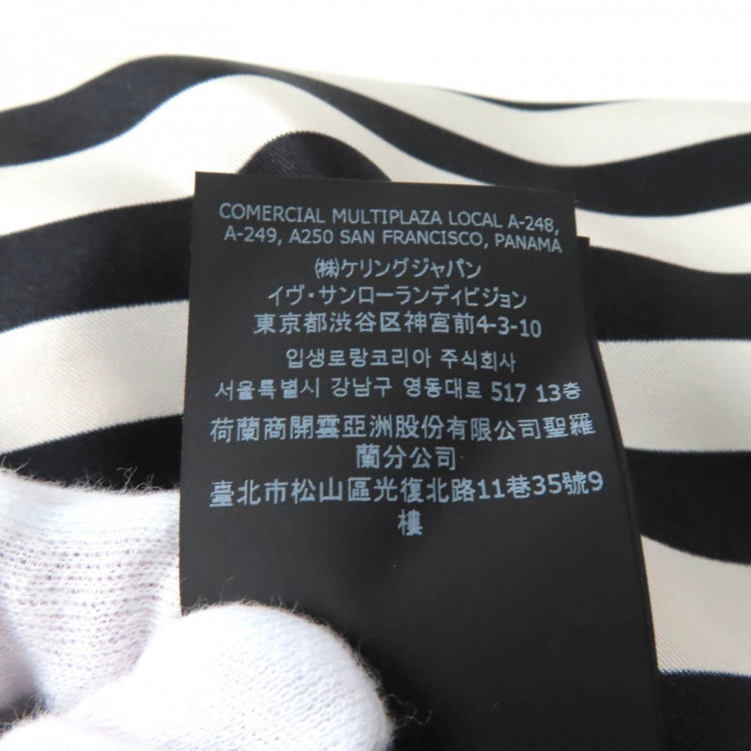 SAINT LAURENT PARIS Long sleeve shirt 694156 Main: 100% silk, Part: 100% cotton Black beige Women 38 Used Authentic