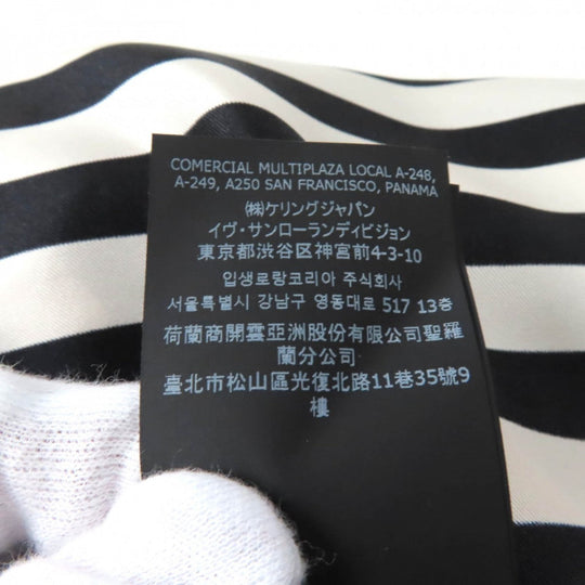 SAINT LAURENT PARIS Long sleeve shirt 694156 Main: 100% silk, Part: 100% cotton Black beige Women 38 Used Authentic