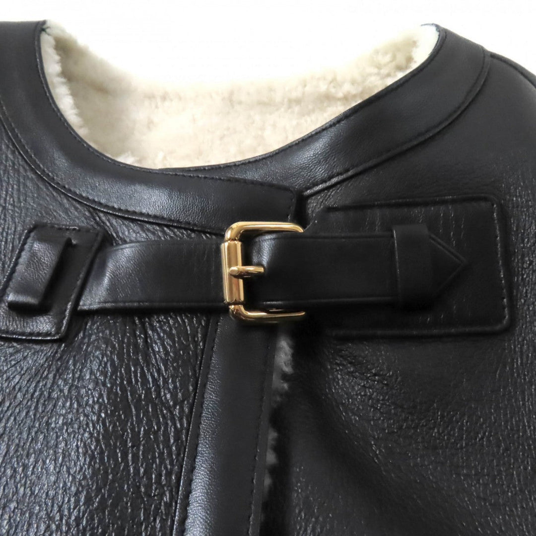 LOUIS VUITTON Mouton coat Main: 100% sheep leather Black White Women 36 Used Authentic