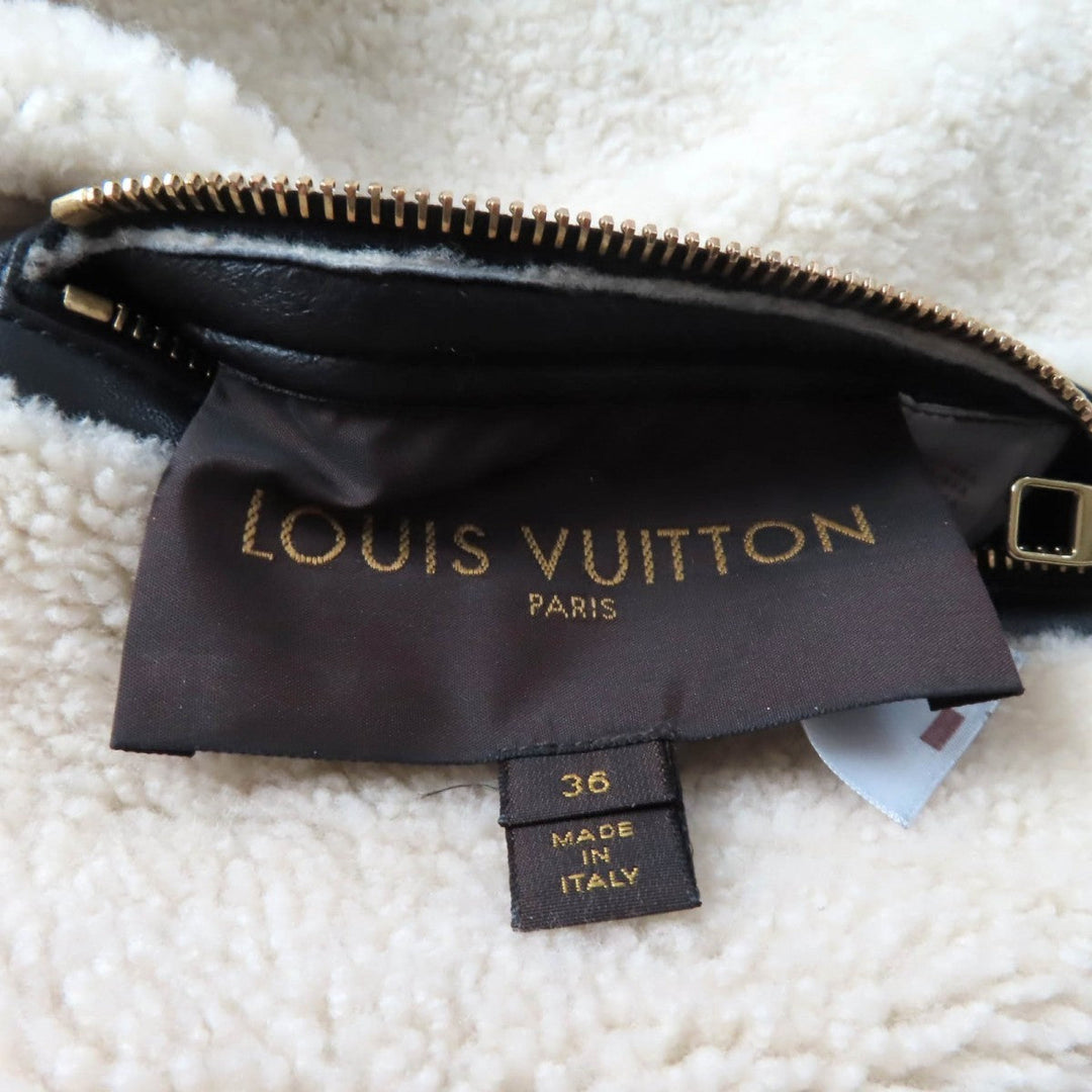 LOUIS VUITTON Mouton coat Main: 100% sheep leather Black White Women 36 Used Authentic