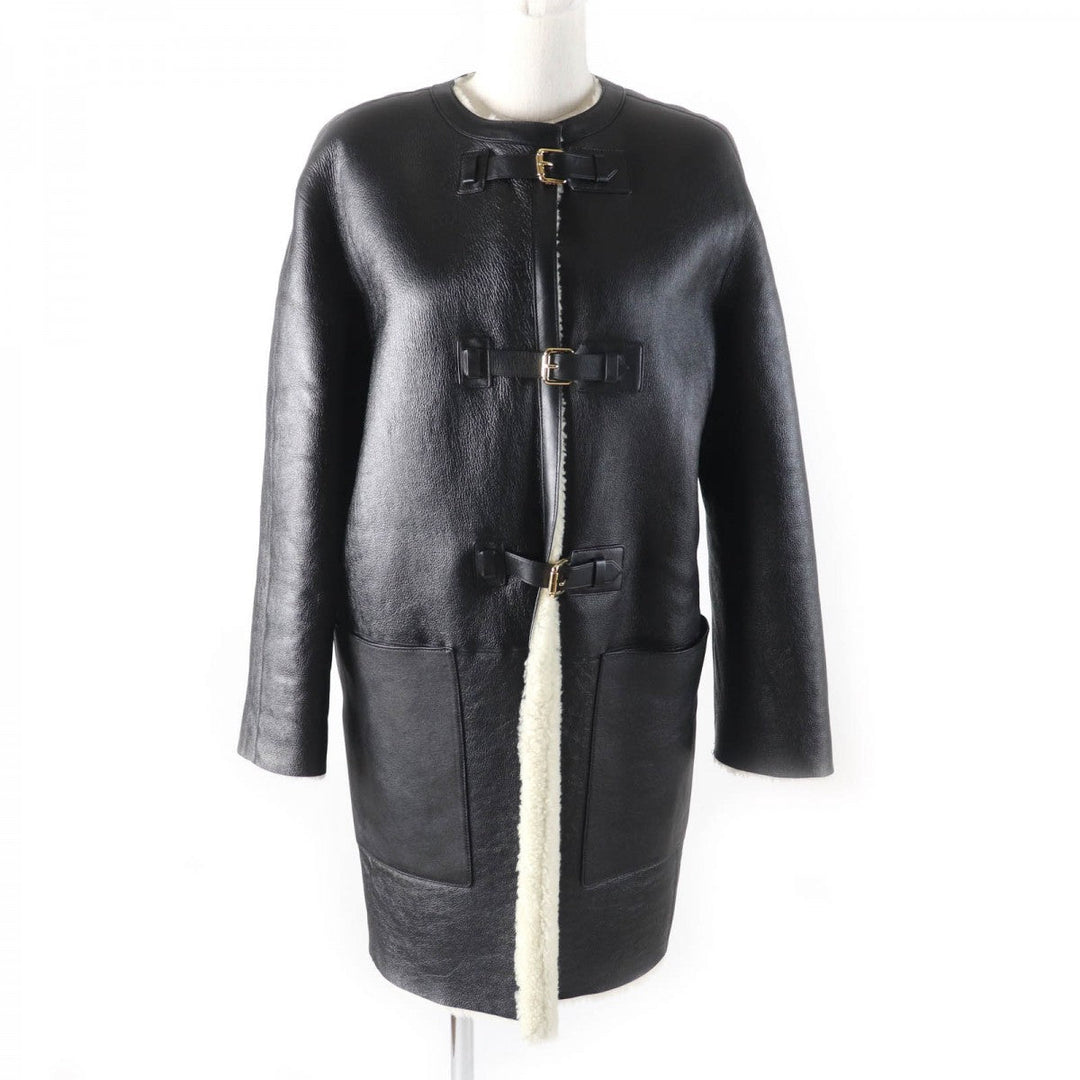 LOUIS VUITTON Mouton coat Main: 100% sheep leather Black White Women 36 Used Authentic