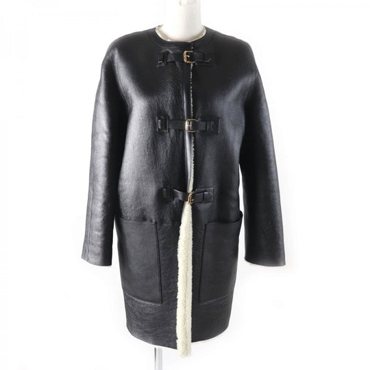 LOUIS VUITTON Mouton coat Main: 100% sheep leather Black White Women 36 Used Authentic
