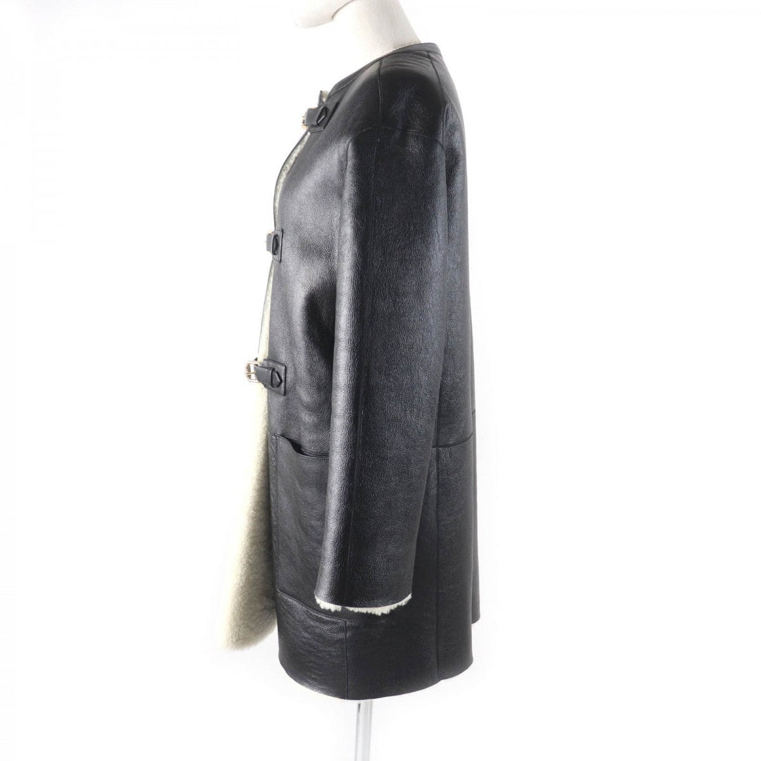 LOUIS VUITTON Mouton coat Main: 100% sheep leather Black White Women 36 Used Authentic