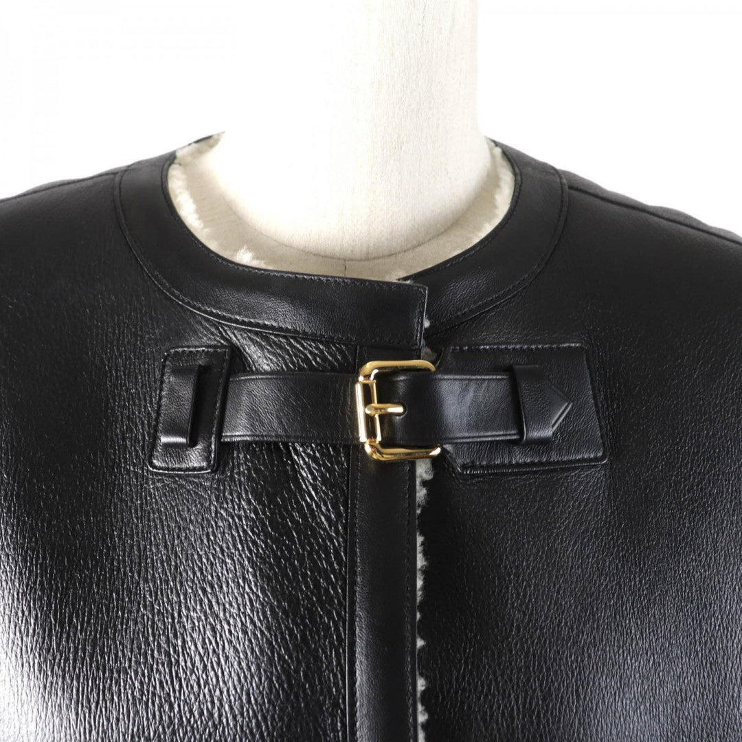 LOUIS VUITTON Mouton coat Main: 100% sheep leather Black White Women 36 Used Authentic