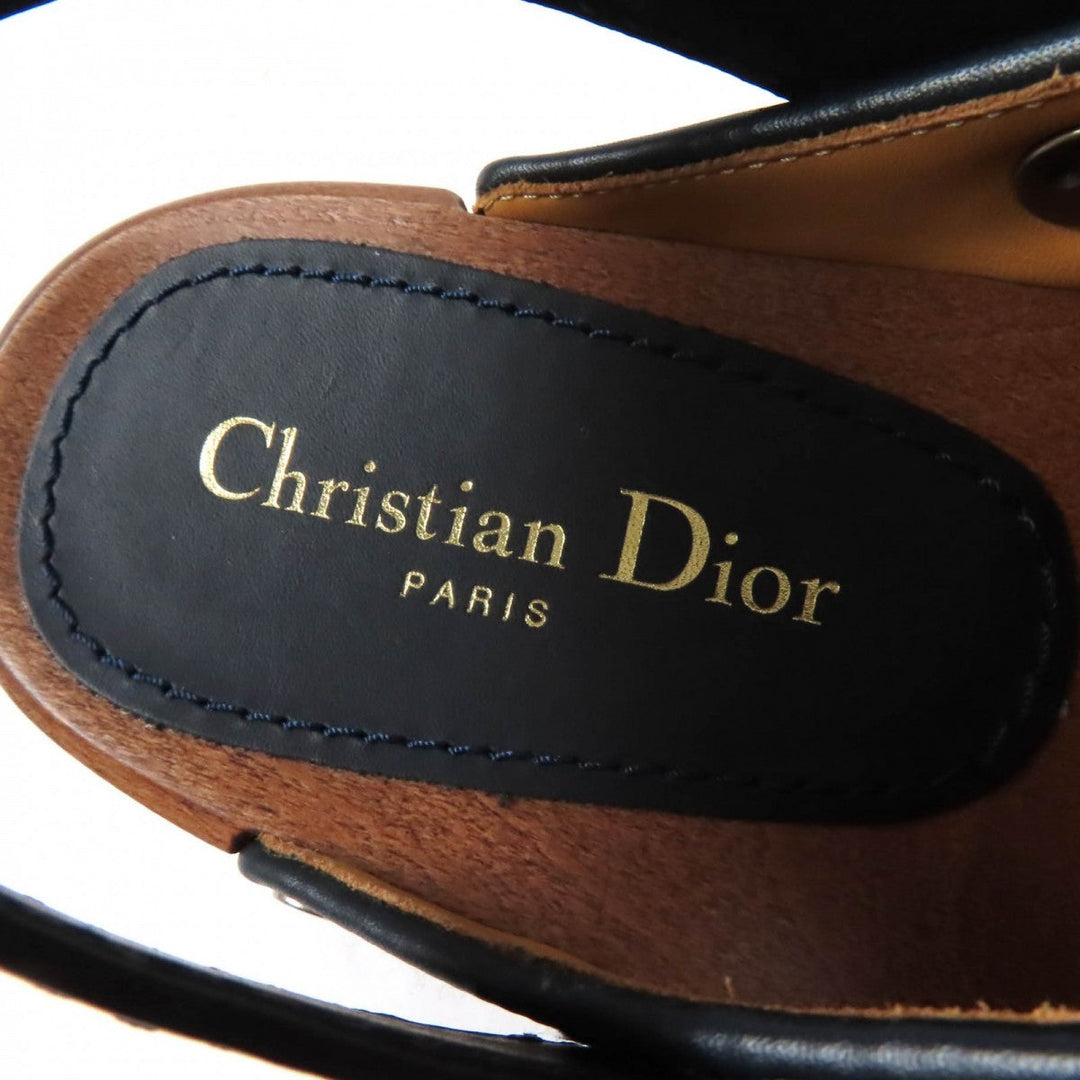 Christian Dior Sandals Canvas, Leather Navy Women 35 Used Authentic