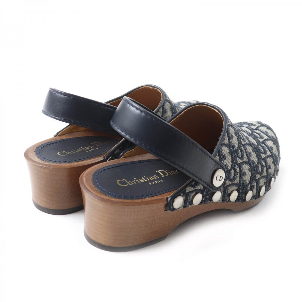 Christian Dior Sandals Canvas, Leather Navy Women 35 Used Authentic