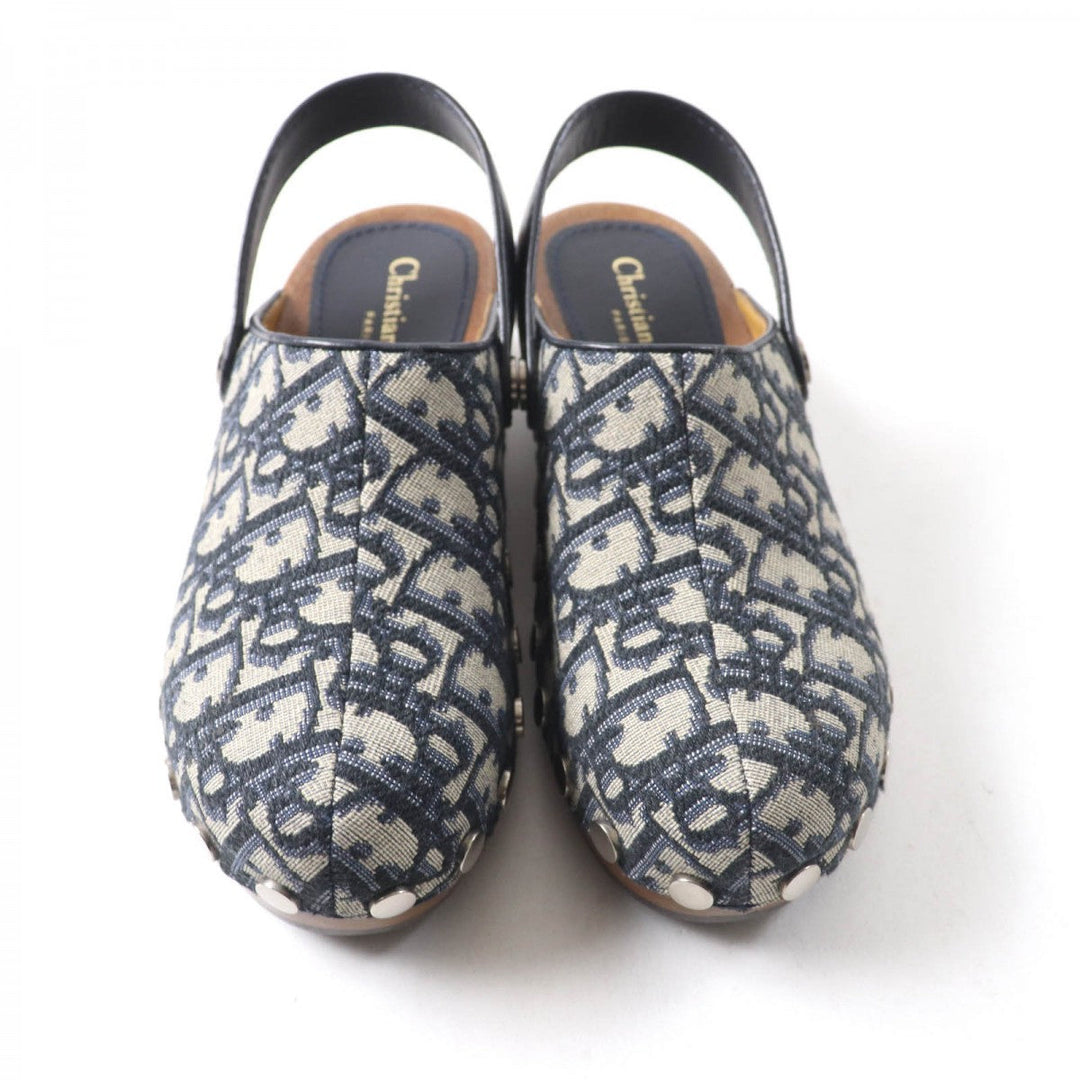 Christian Dior Sandals Canvas, Leather Navy Women 35 Used Authentic