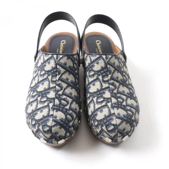 Christian Dior Sandals Canvas, Leather Navy Women 35 Used Authentic