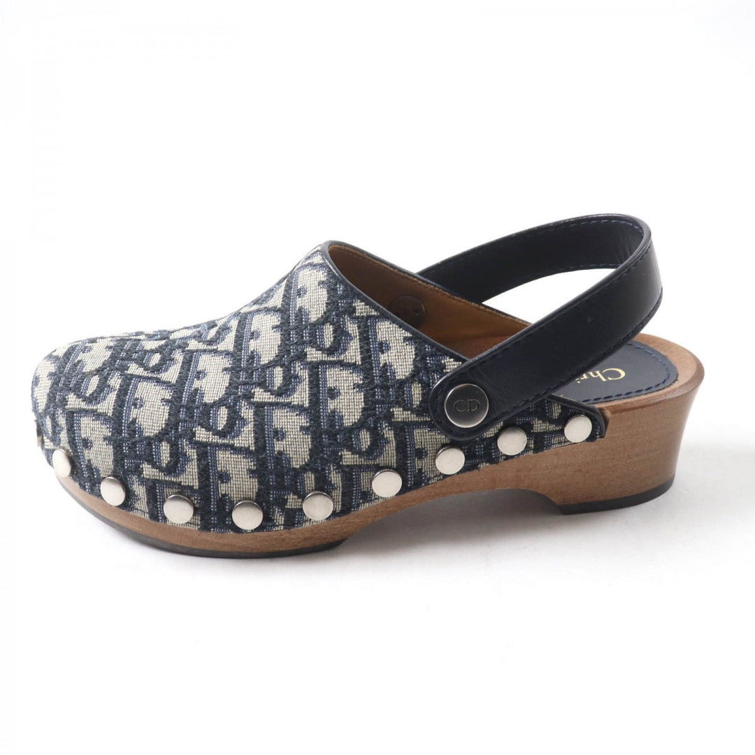 Christian Dior Sandals Canvas, Leather Navy Women 35 Used Authentic
