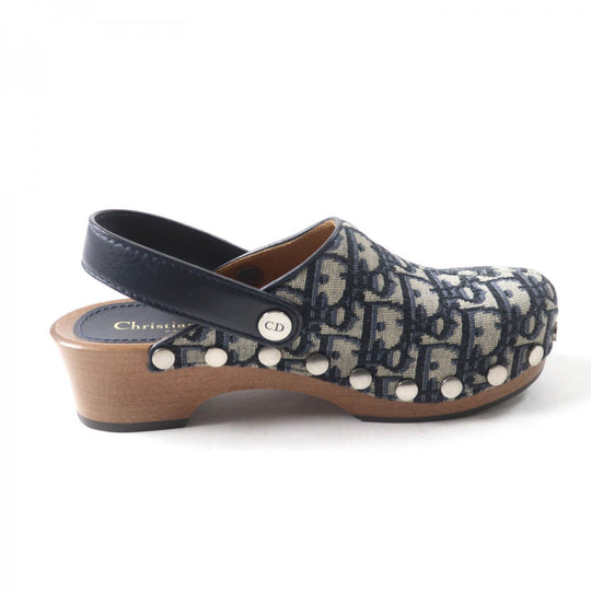 Christian Dior Sandals Canvas, Leather Navy Women 35 Used Authentic
