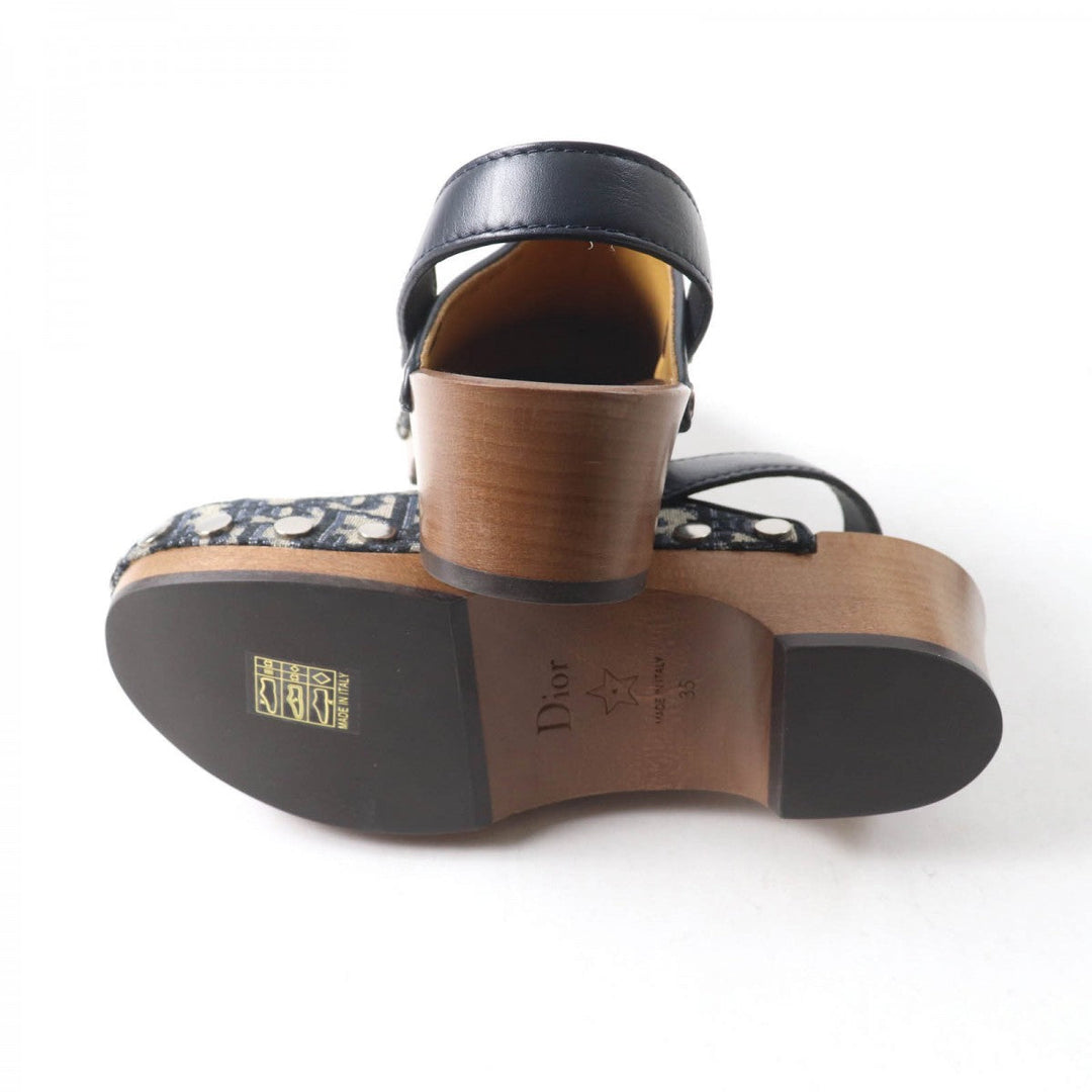 Christian Dior Sandals Canvas, Leather Navy Women 35 Used Authentic
