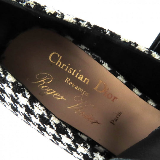 Christian Dior pumps Houndstooth weave (wool), ultra-lightweight neoprene material, leather Multi Houndstooth pattern Trekking Strap Dior 62-22 Women 37 Used Authentic