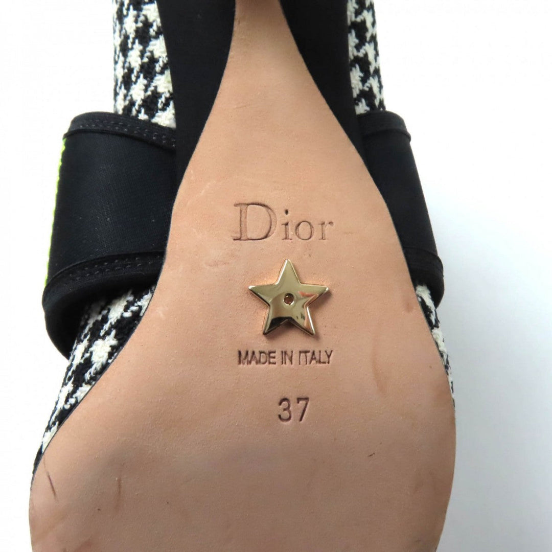 Christian Dior pumps Houndstooth weave (wool), ultra-lightweight neoprene material, leather Multi Houndstooth pattern Trekking Strap Dior 62-22 Women 37 Used Authentic