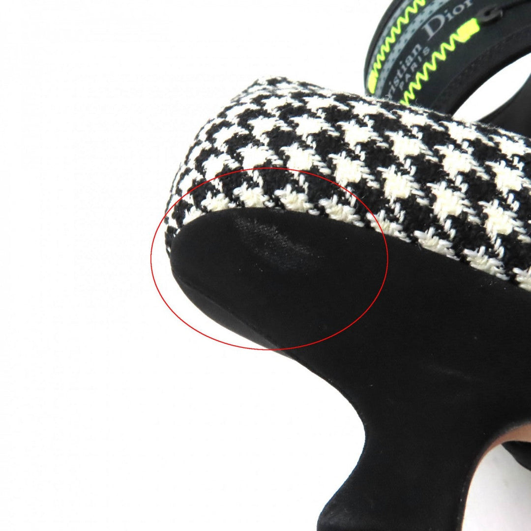 Christian Dior pumps Houndstooth weave (wool), ultra-lightweight neoprene material, leather Multi Houndstooth pattern Trekking Strap Dior 62-22 Women 37 Used Authentic