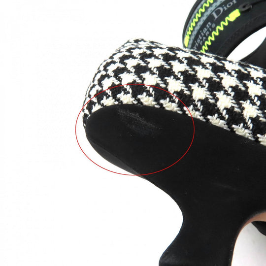 Christian Dior pumps Houndstooth weave (wool), ultra-lightweight neoprene material, leather Multi Houndstooth pattern Trekking Strap Dior 62-22 Women 37 Used Authentic