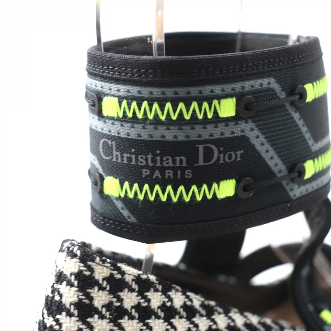 Christian Dior pumps Houndstooth weave (wool), ultra-lightweight neoprene material, leather Multi Houndstooth pattern Trekking Strap Dior 62-22 Women 37 Used Authentic