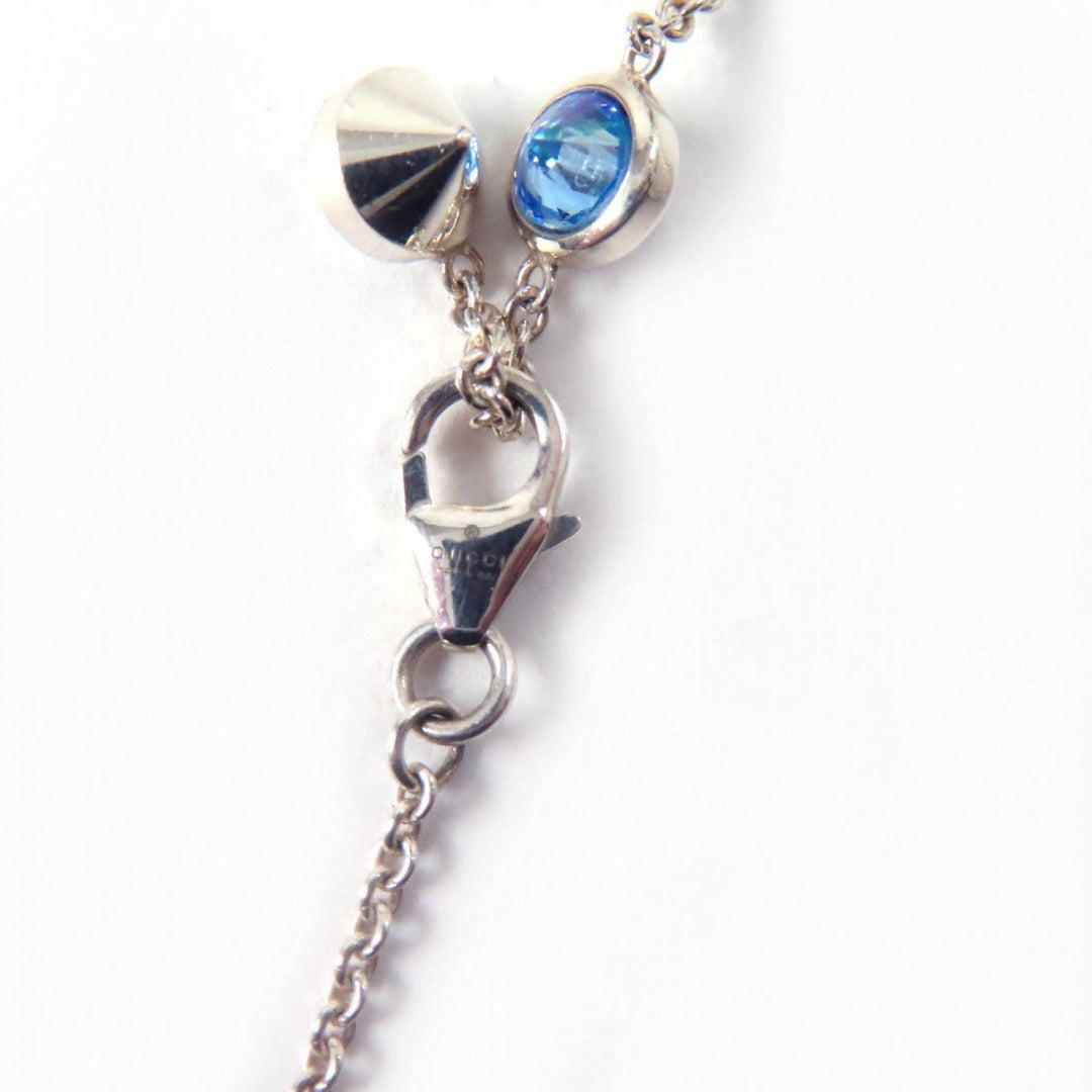 GUCCI Necklace 502170 Main: SV925, Part: Colored stones Silver light blue Blind for Love Necklace Women Used Authentic