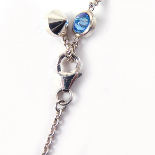 GUCCI Necklace 502170 Main: SV925, Part: Colored stones Silver light blue Blind for Love Necklace Women Used Authentic
