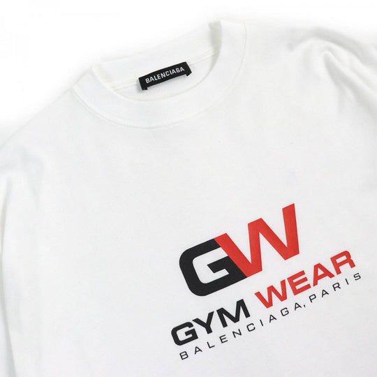 BALENCIAGA Short sleeve T-shirt 620969 TIVD Main: 100% cotton White black red GYM WEAR mens XS Used Authentic