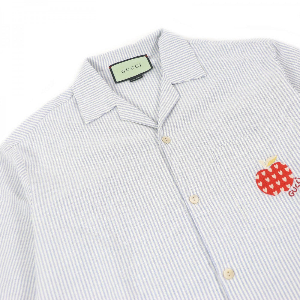 GUCCI Short sleeve shirt 663637 Main: 100% cotton, Part: 100% polyester blue mens 44 Used Authentic