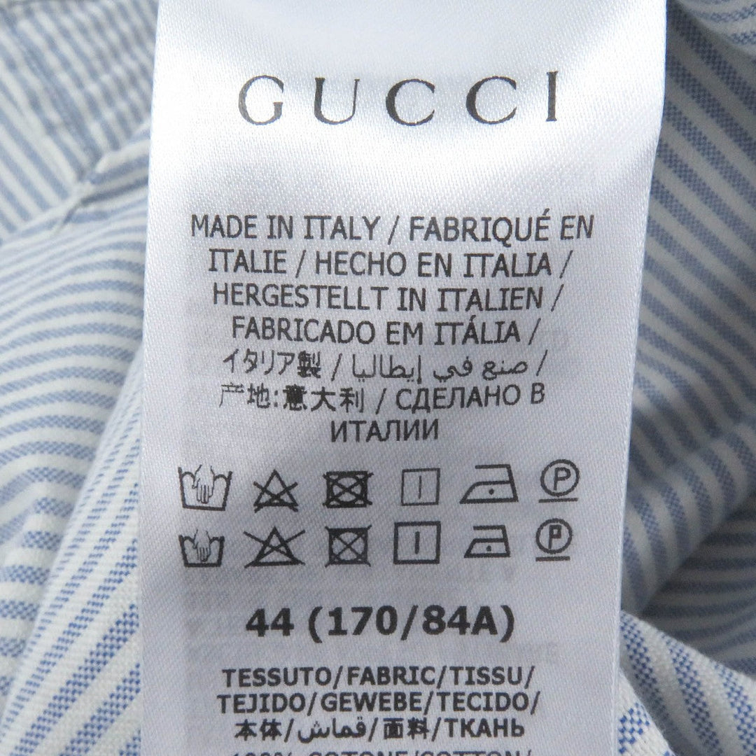 GUCCI Short sleeve shirt 663637 Main: 100% cotton, Part: 100% polyester blue mens 44 Used Authentic