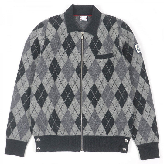 MONCLER GAMME BLEU Blouson Main: 100% wool gray MAGLIONE TRICOT POLO mens L Used Authentic