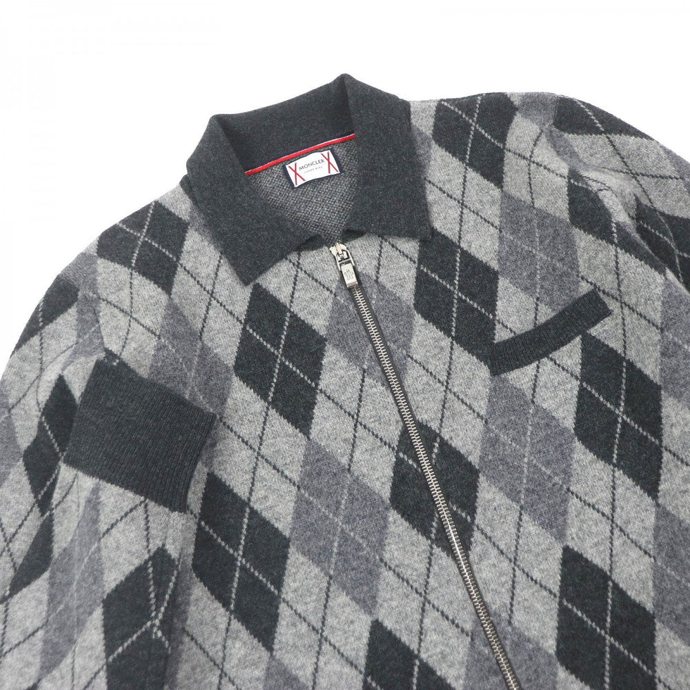 MONCLER GAMME BLEU Blouson Main: 100% wool gray MAGLIONE TRICOT POLO mens L Used Authentic