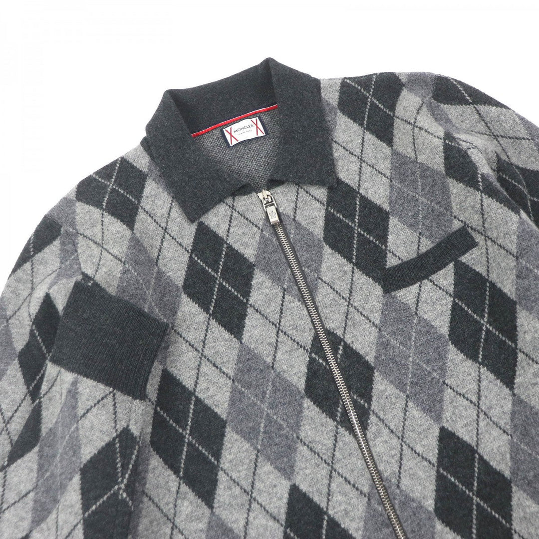 MONCLER GAMME BLEU Blouson Main: 100% wool gray MAGLIONE TRICOT POLO mens L Used Authentic
