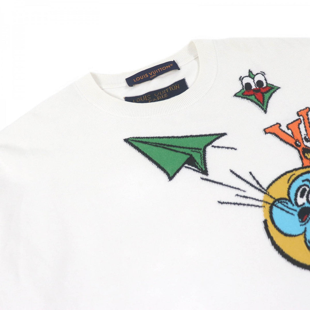 LOUIS VUITTON Short sleeve knit Main: 100% cotton white mens Used Authentic