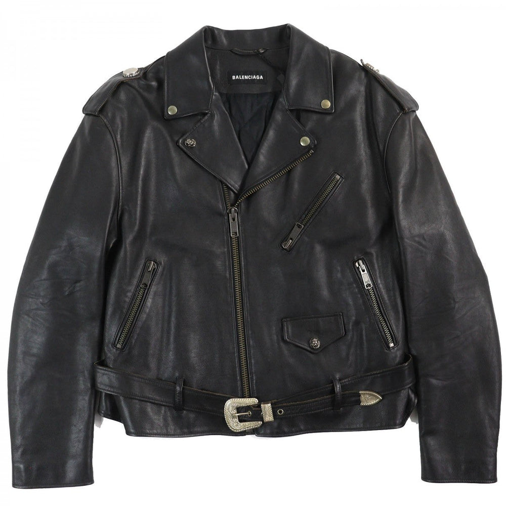 BALENCIAGA Riders jacket 534866 Leather: 100% cowhide, Filling: 100% polyester, Lining: 100% cupra black mens 46 Used Authentic