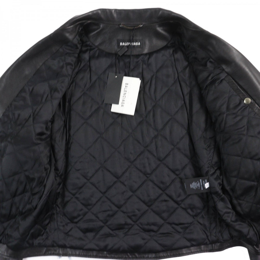 BALENCIAGA Riders jacket 534866 Leather: 100% cowhide, Filling: 100% polyester, Lining: 100% cupra black mens 46 Used Authentic