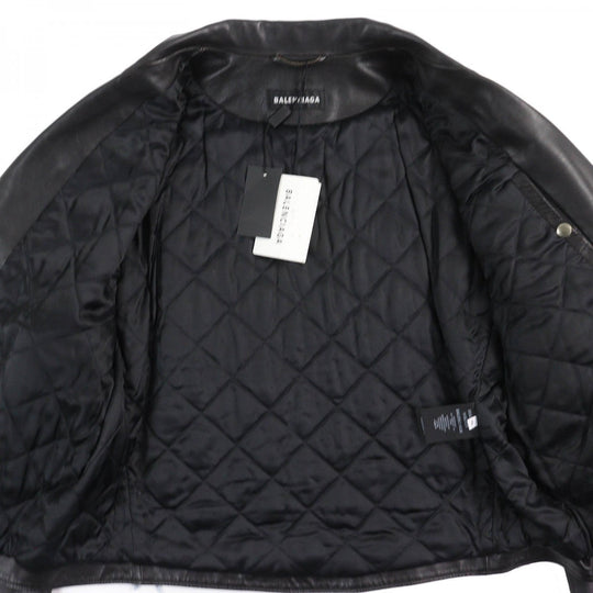 BALENCIAGA Riders jacket 534866 Leather: 100% cowhide, Filling: 100% polyester, Lining: 100% cupra black mens 46 Used Authentic